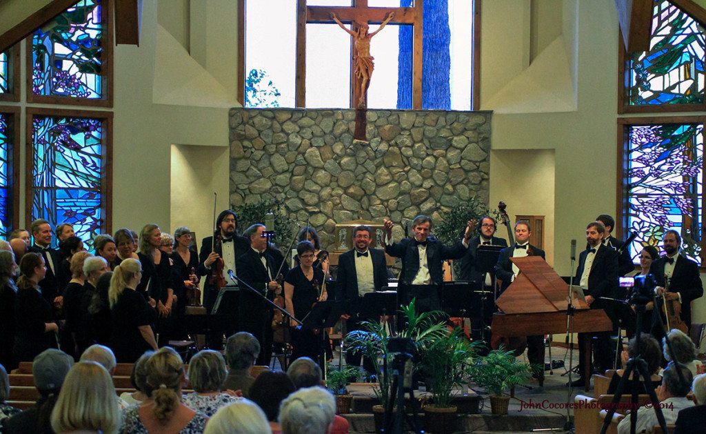 Toccata performed June 23 in St. Theresa Catholic Church in South Lake Tahoe. From left Brian Fox, violinist, Reno  Ondine Parker, violinist, South Lake Tahoe,  Josue Casillas, flutist from Puerto Rico, James Rawie, conductor, Incline Village,  Quinton Bunk, bass, Nick Haines, cello  and David Brock. harpsichord. Tahoe Onstage images by John C. Cocores