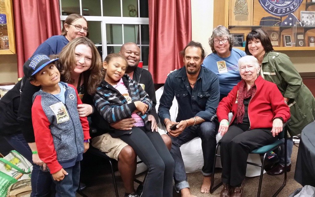 Michael Franti and family and friends backstage at Grass Valley