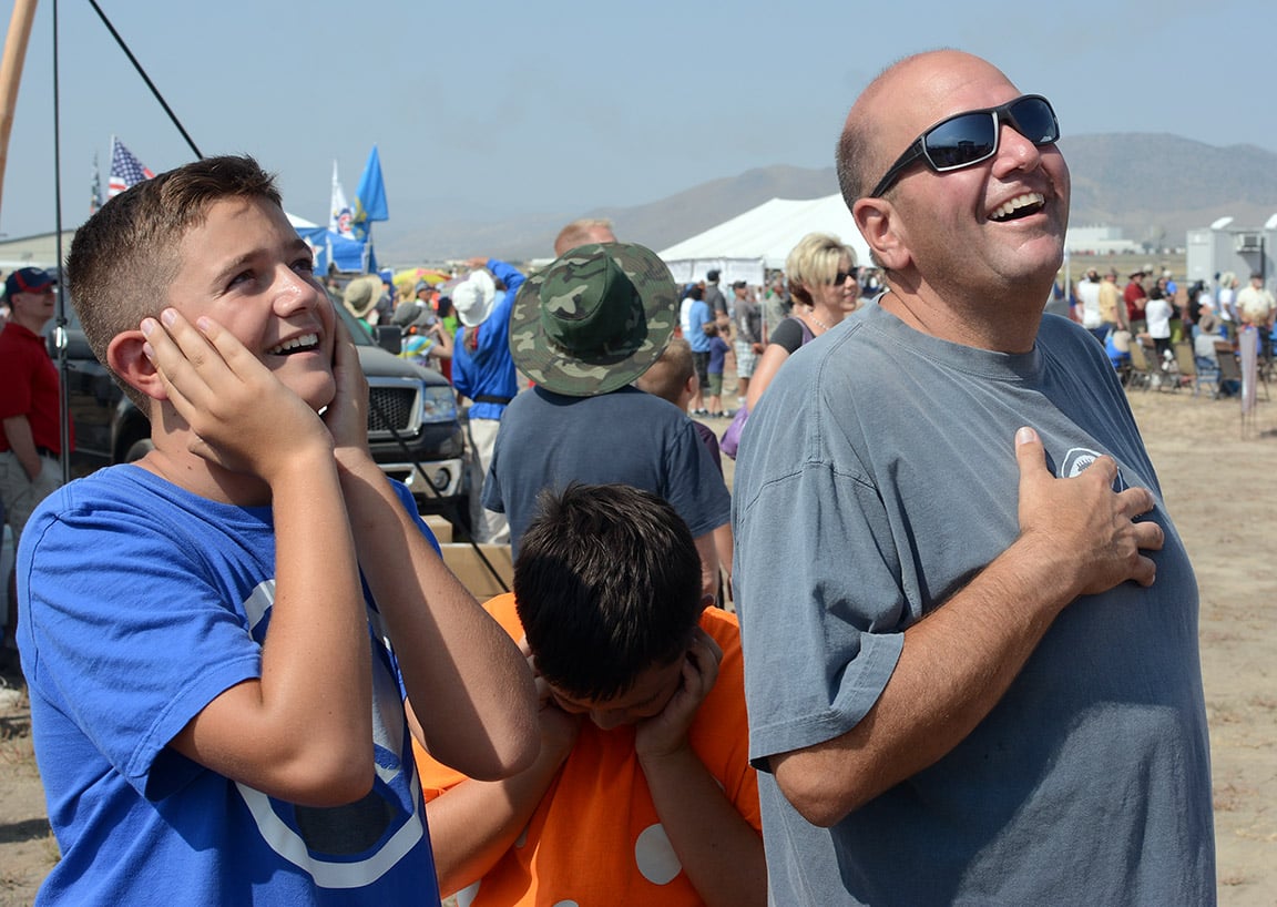My goodness, my heart, my ears. Scott Shehadi and sons at the air show. Tim Parsons/ Tahoe Onstage