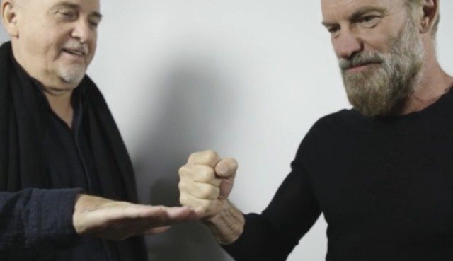 Peter Gabriel, left, and Sting announced their "Rock Paper Scissors" tour today.