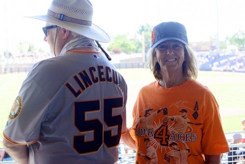 Sparks residents Michael and Mary Day were in the Angels stadium when they learned Tim Lincecum was going to pitch in Reno. 