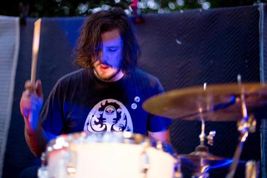 Caleb Dunkel on the drums for JATR. Photo by Gustavo Ornelas