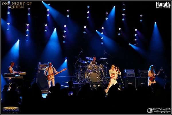 A packed Harrah's Lake Tahoe South Shore Room cheers One Night of Queen, a tribute to the intricate and fast-paced music of one of rock's all-time greatest bands. Tahoe Onstage photos by Larry Sabo