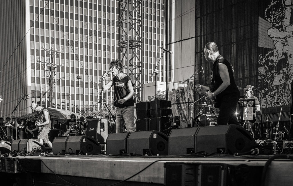 British punk band, Subhmans, fronted by Dick Lucas, played a set of songs from throughout their years at Punk Rock Bowling concert