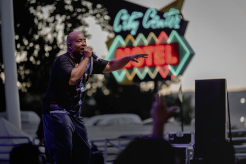 Old school hip hop artist, Young MC busts a move at J Resort's Glow Plaza in downtown Reno.