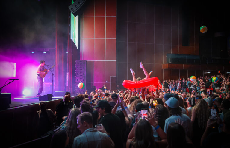 Griff Washburn, the performer known as Goth Babe, sends audience members afloat in Reno, Nevada live concert.