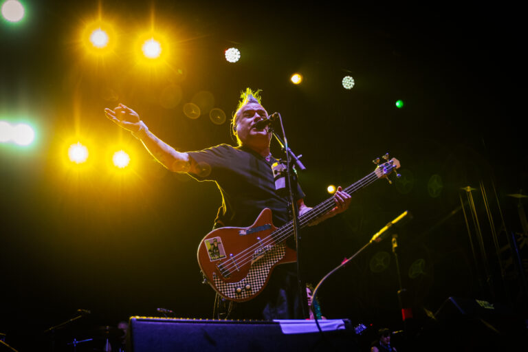 Fat Mike performs with NOFX at the band's final show, capping off their Final Tour in San Pedro, California