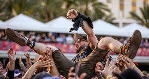 a crowd surfer at Punk Rock Bowling Music Festival in Las Vegas, Nevada 2025